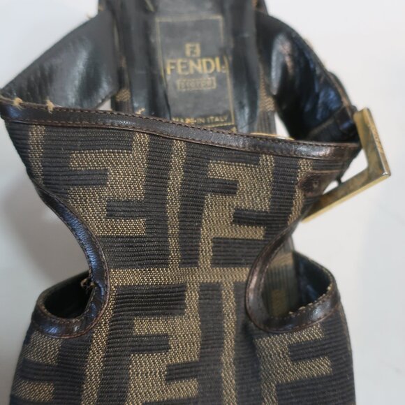 Authentic Fendi F Zucca Logo Graphic Brown Open Toe Chunky Block Heel Sandal 7 - Picture 11 of 16